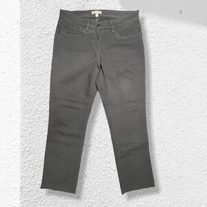 Eileen Fisher Straight Leg Crop Jeans SIZE 4 Gray Cotton Raw Hem High Rise